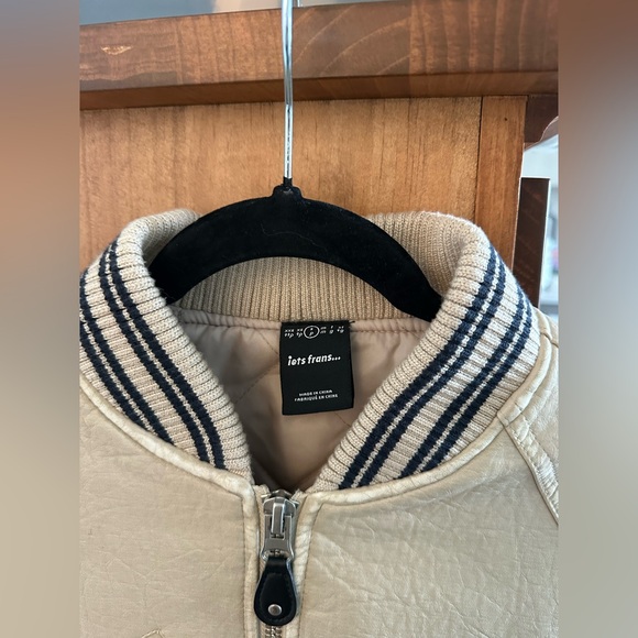 Iets frans varsity bomber jacket cream faux leather - Picture 4 of 9